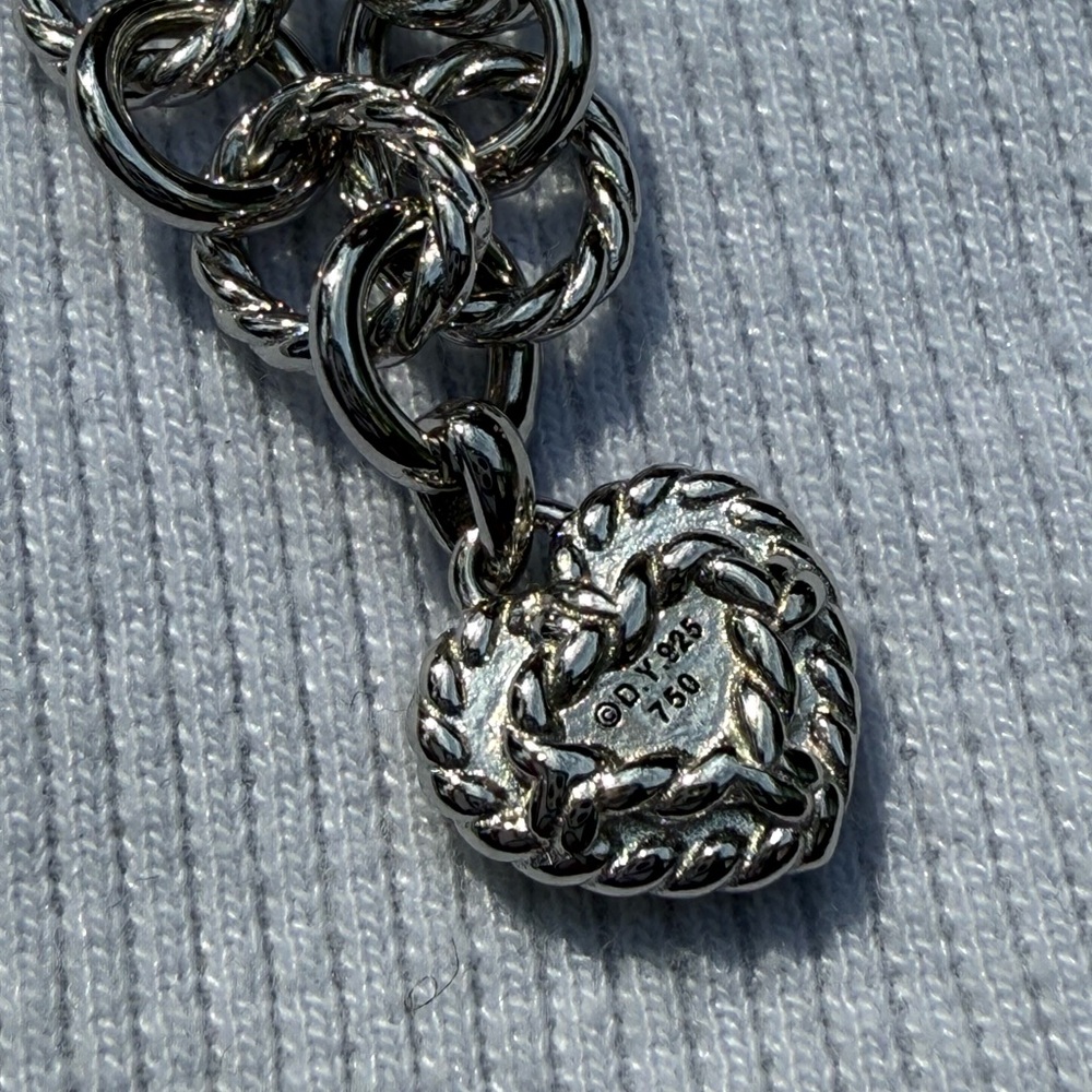 Cable cookie classic chain heart charm bracelet yellow gold and sterling sliver - Picture 6 of 7